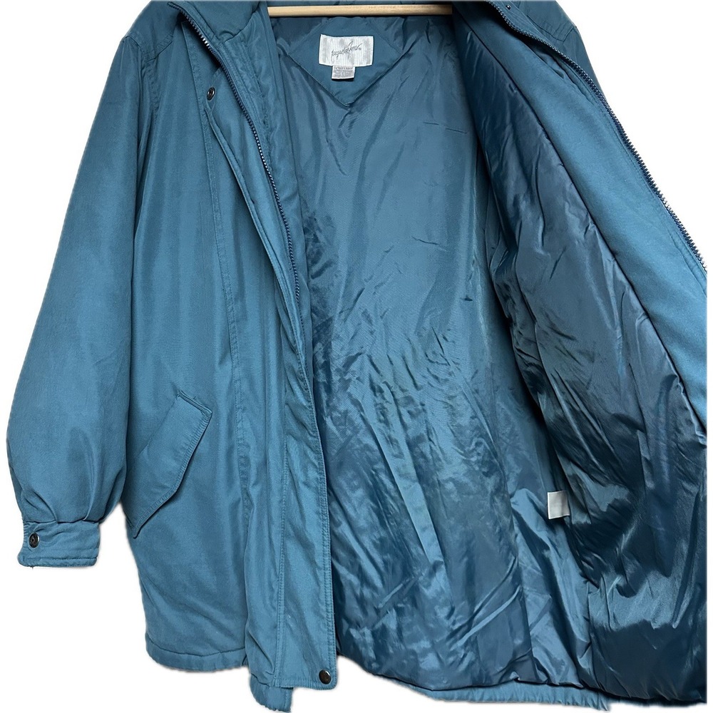 Jacqueline Ferrar Blue Dark Teal Winter Coat Detachable Faux Fur‎ Hood Lined - Picture 4 of 16
